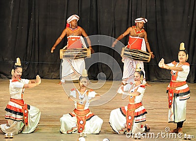Show in traditional Sri Lankian theatre â€” drum, dance and singing. Editorial Stock Photo